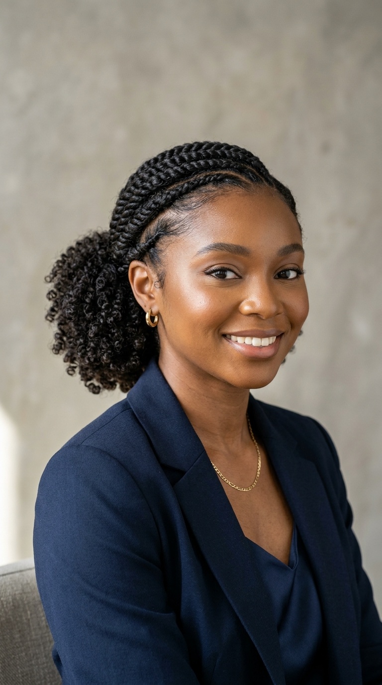 Swirl Pattern Flat Twists with Low Curly Puff