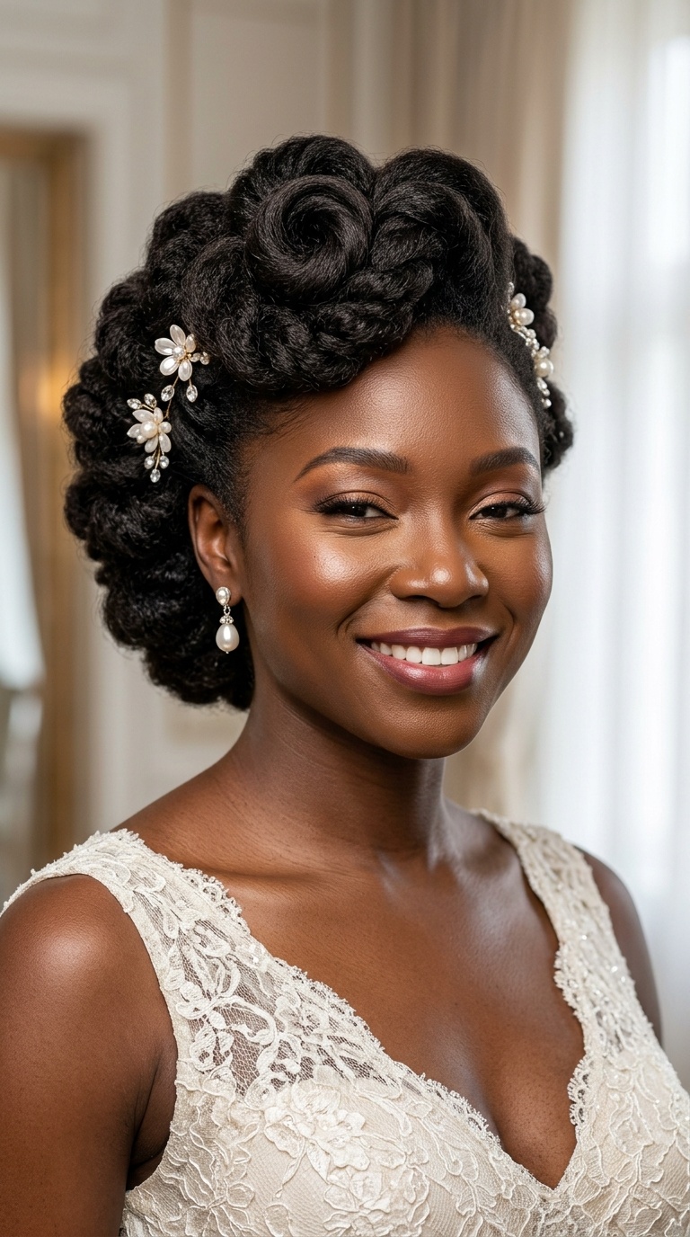 Swirled Victory Rolls for Natural Hair