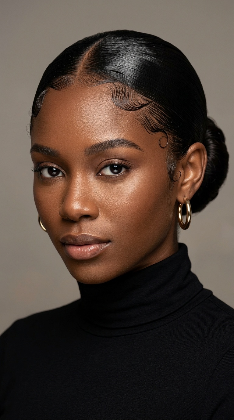 T-Part Sleek Bun with Swooped Edges
