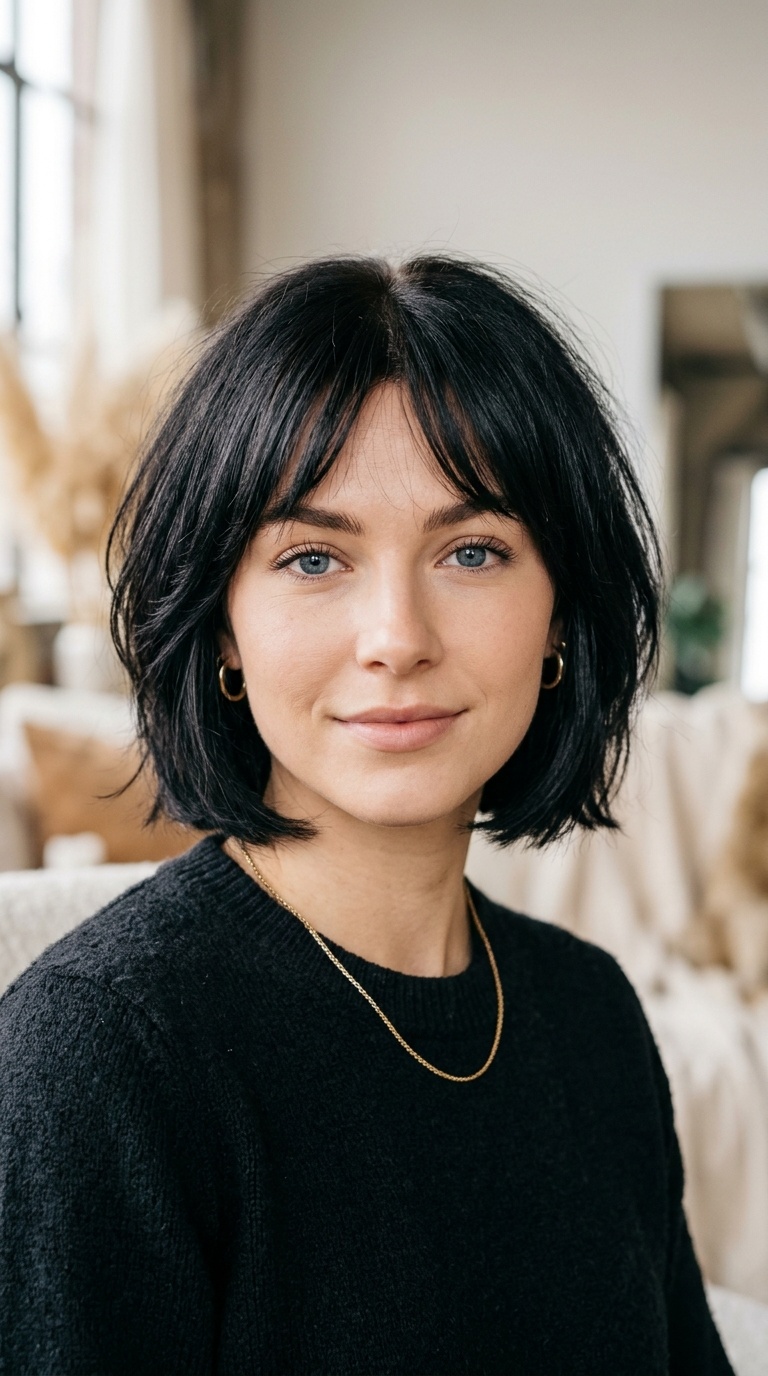 Tapered Bangs with a Face-Hugging Bob