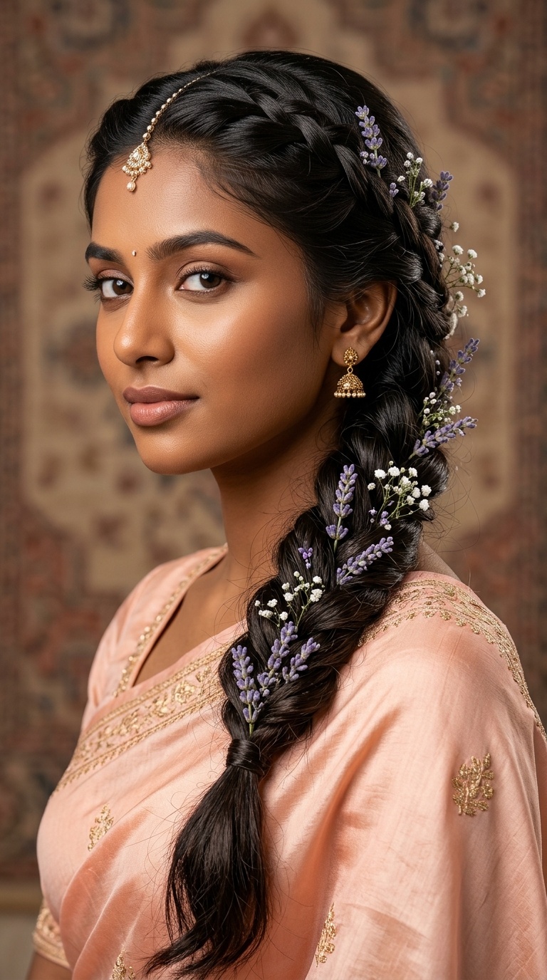Tapered Braid with Lavender Sprigs