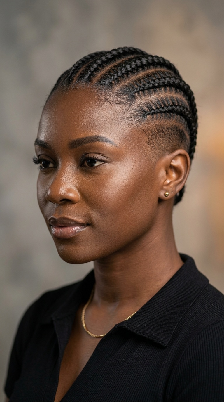 Tapered Cornrows with Faded Sides