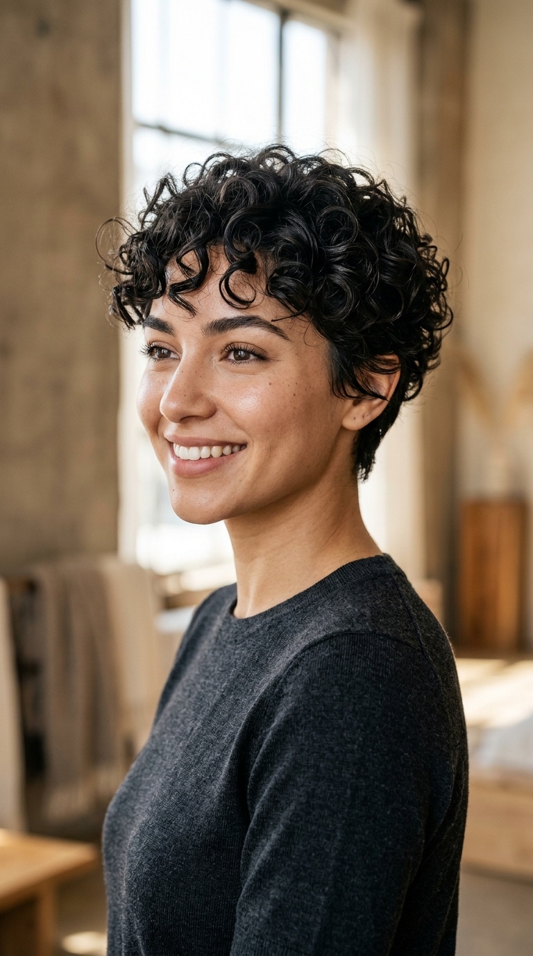 Tapered Curly Pixie