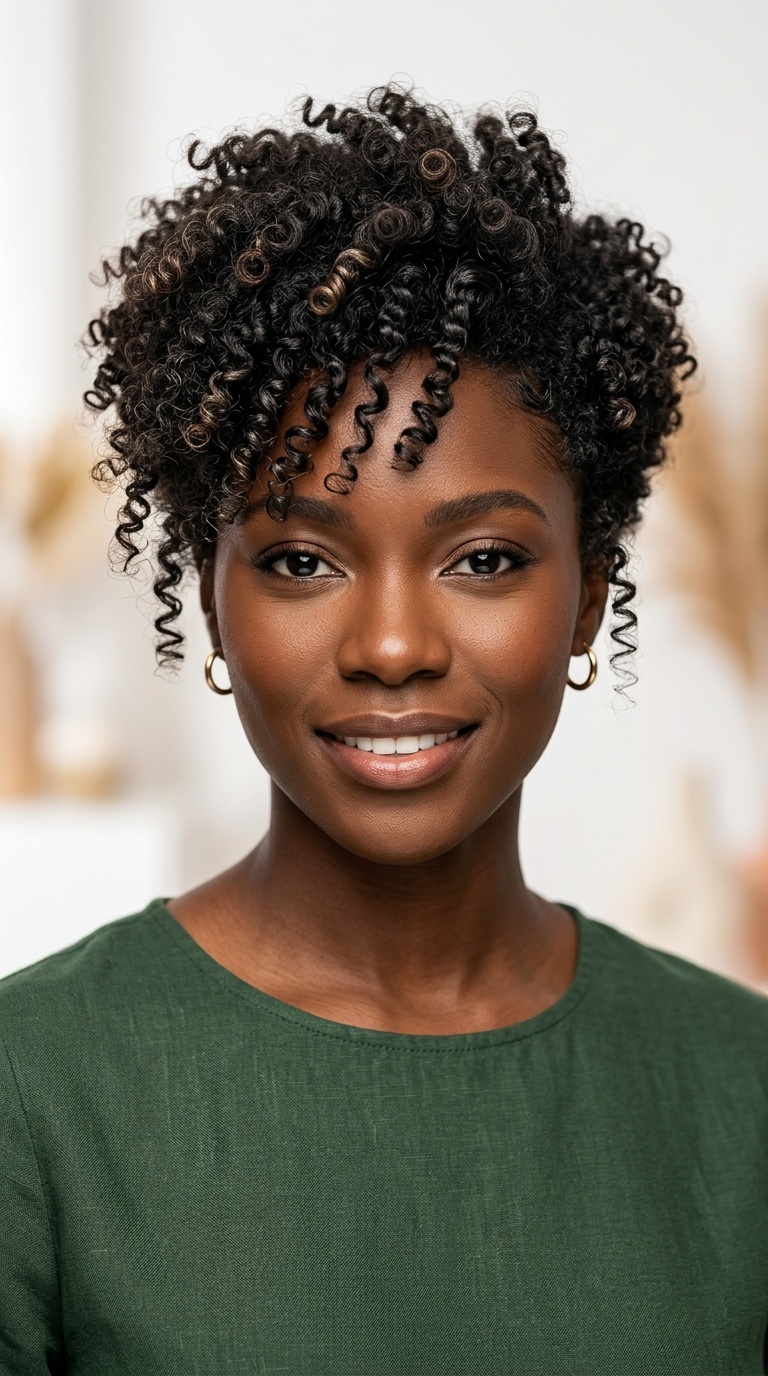 Tapered Curly Pixie with Height