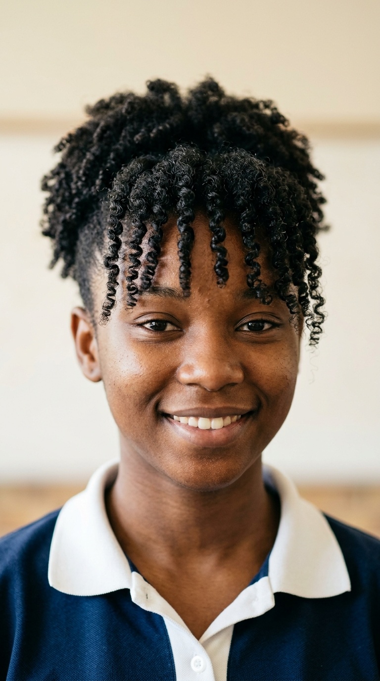 Tapered Cut with Coiled Bangs