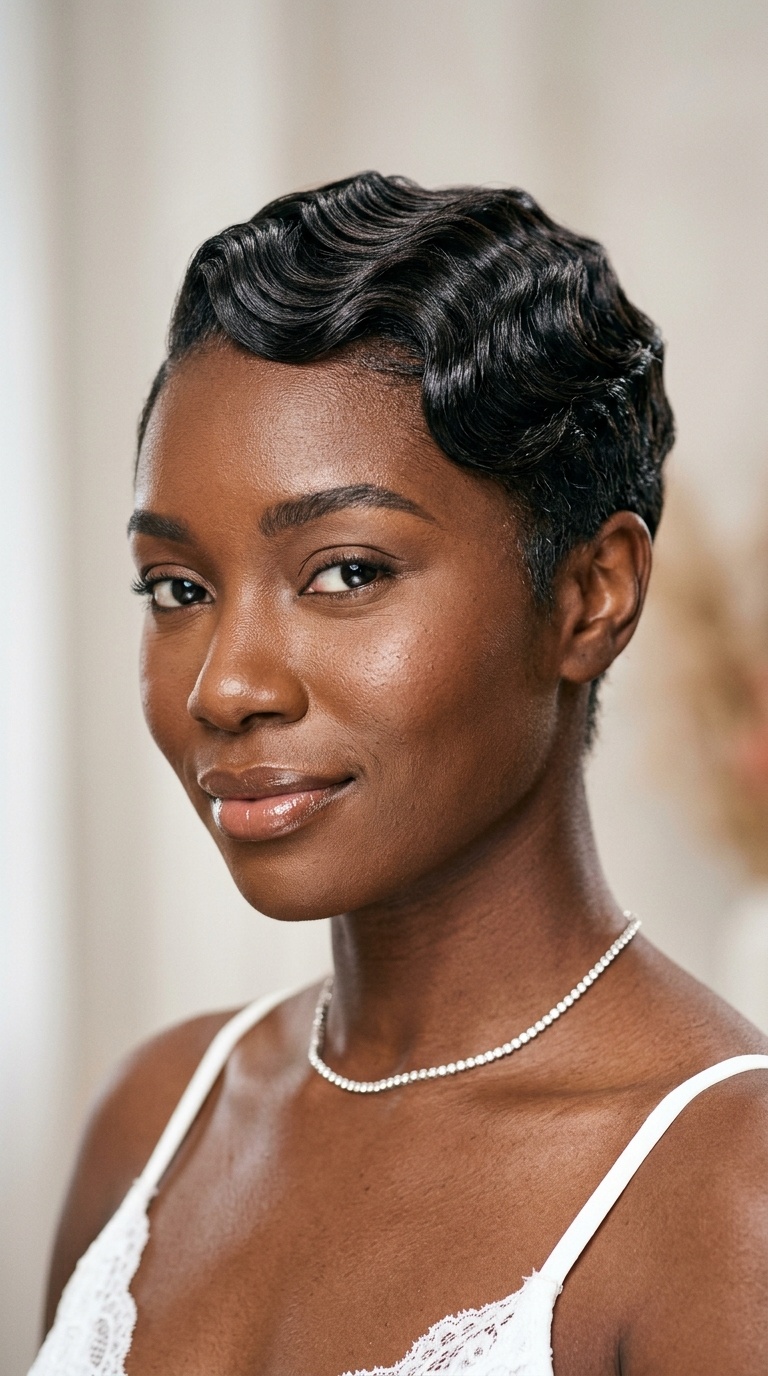 Tapered Cut with Finger Waves
