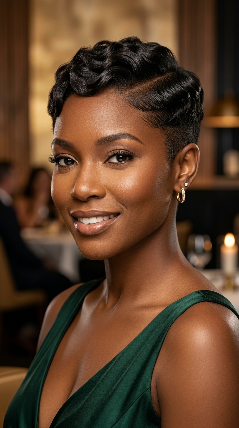 Tapered Cut with Finger Waves