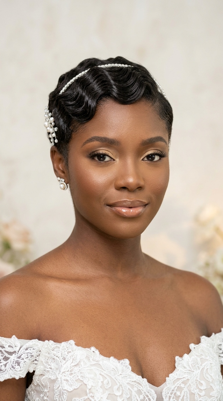 Tapered Cut with Finger Waves