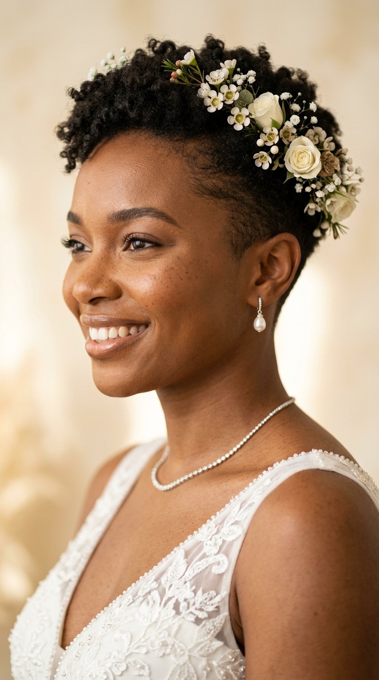 Tapered Cut with Floral Accents