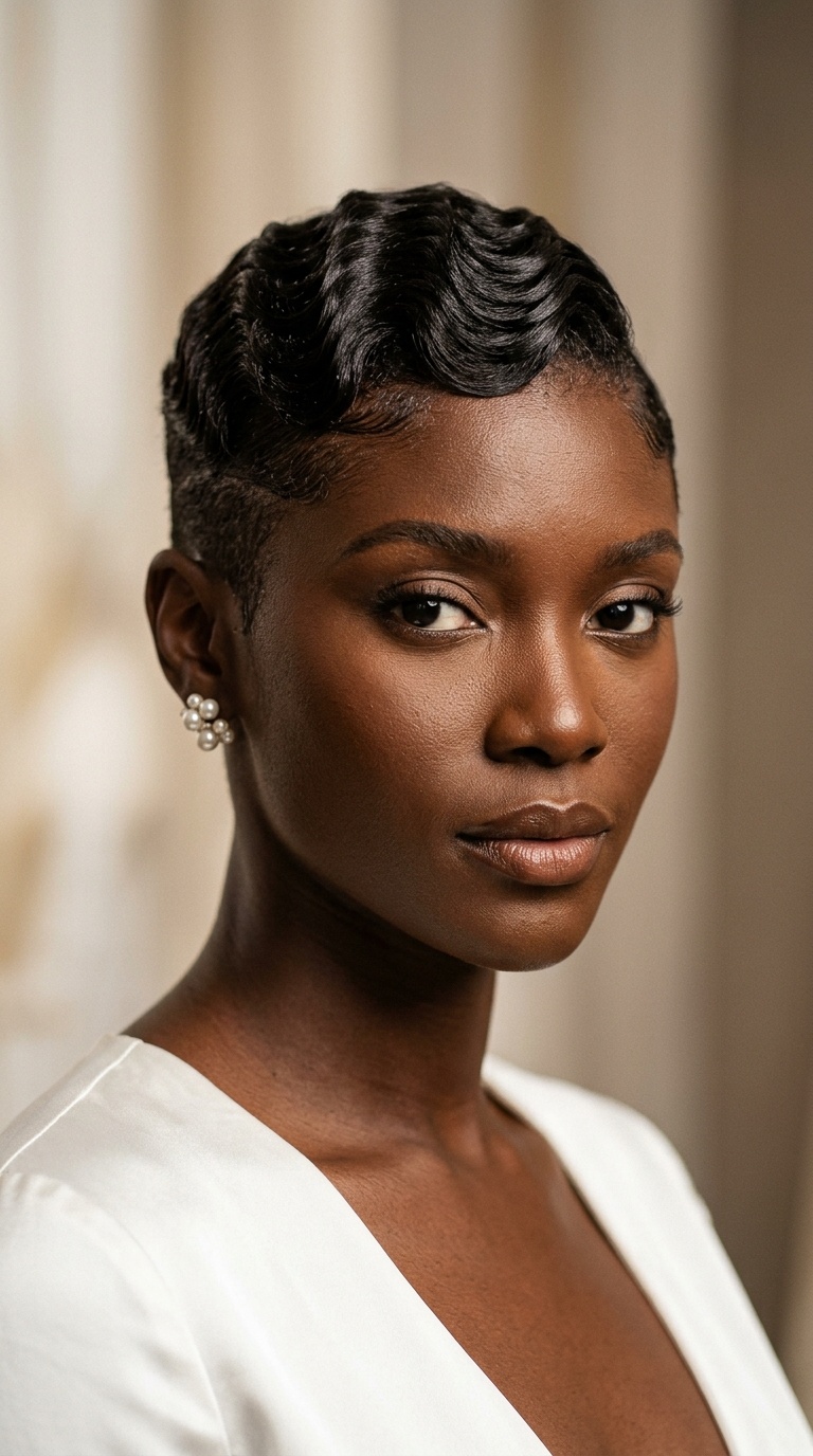Tapered Cut with Precision Finger Waves