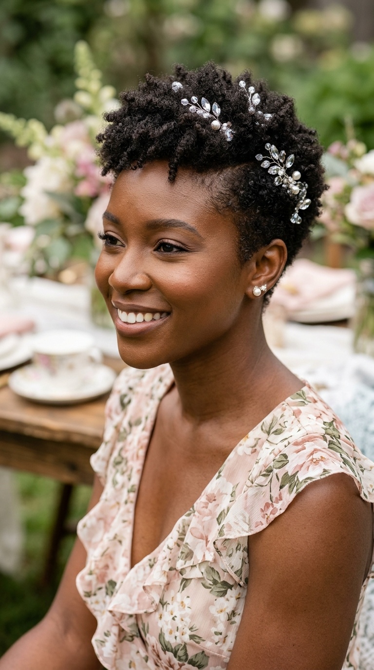 Tapered Cut with Sparkling Hair Pins