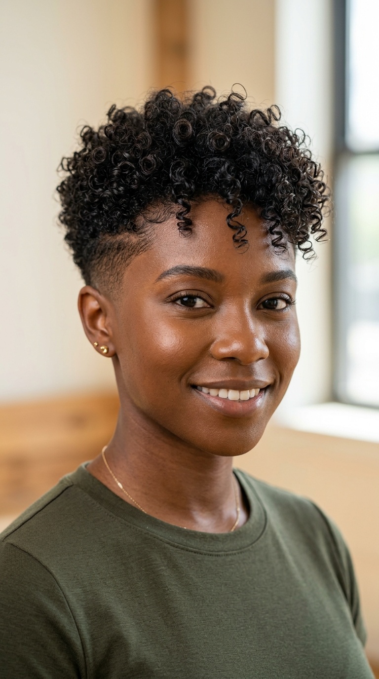 Tapered Fade with Curly Top