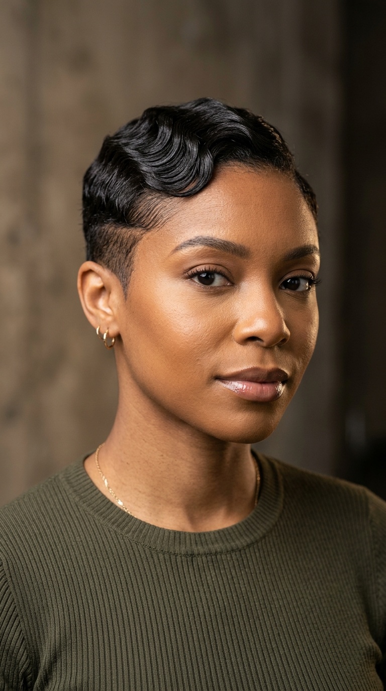 Tapered Fade with Finger Wave Top