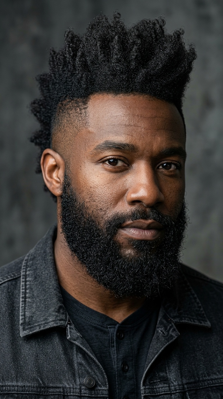 Tapered Frohawk + Full Natural Beard