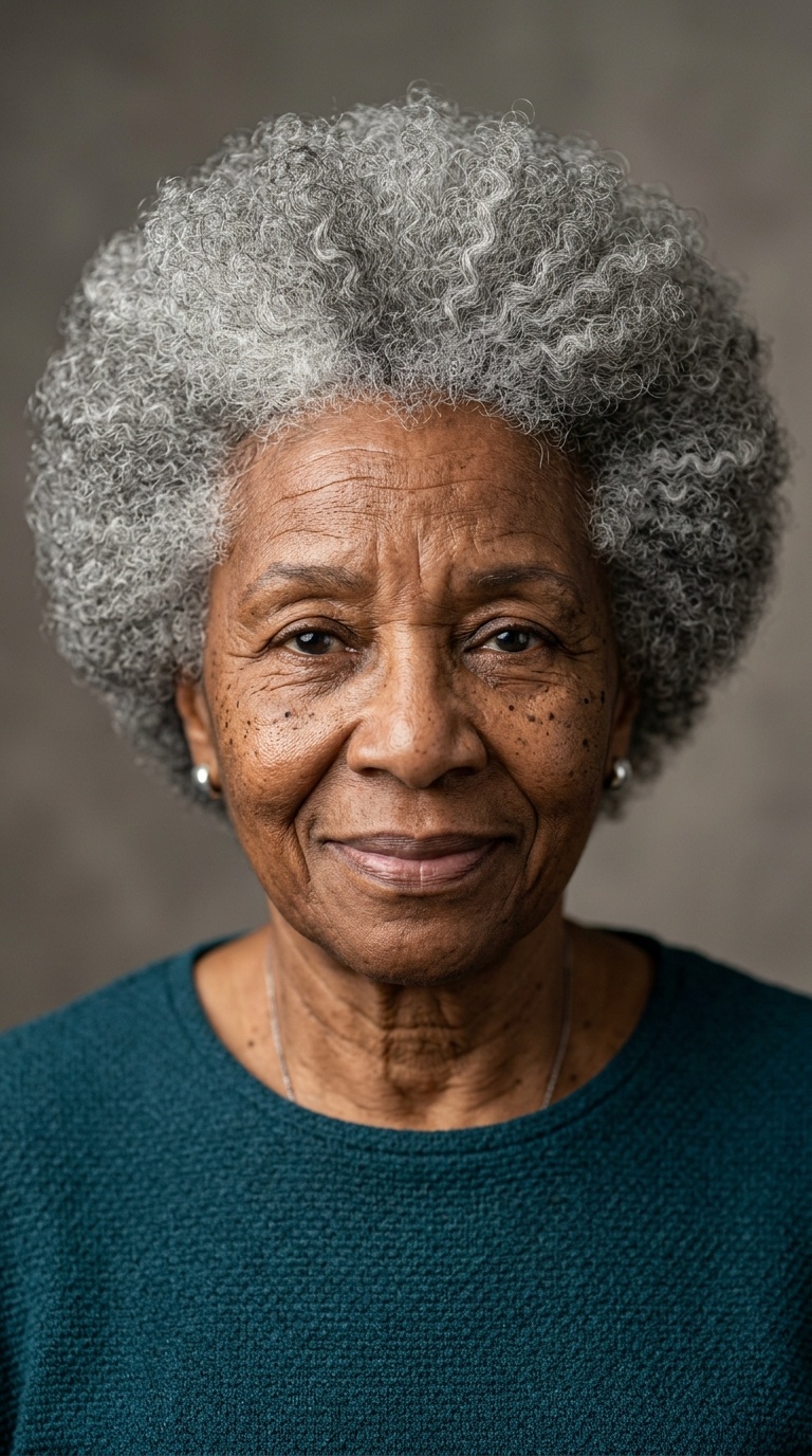 Tapered Grey Rounded Afro