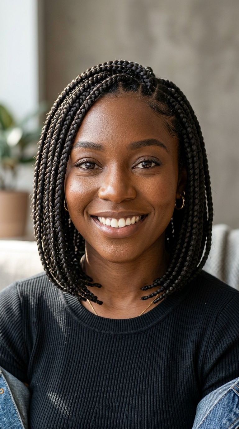 Tapered Medium Box Braid Bob