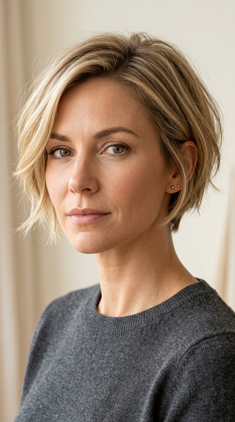 Tapered Nape Bob with Feathery Layers