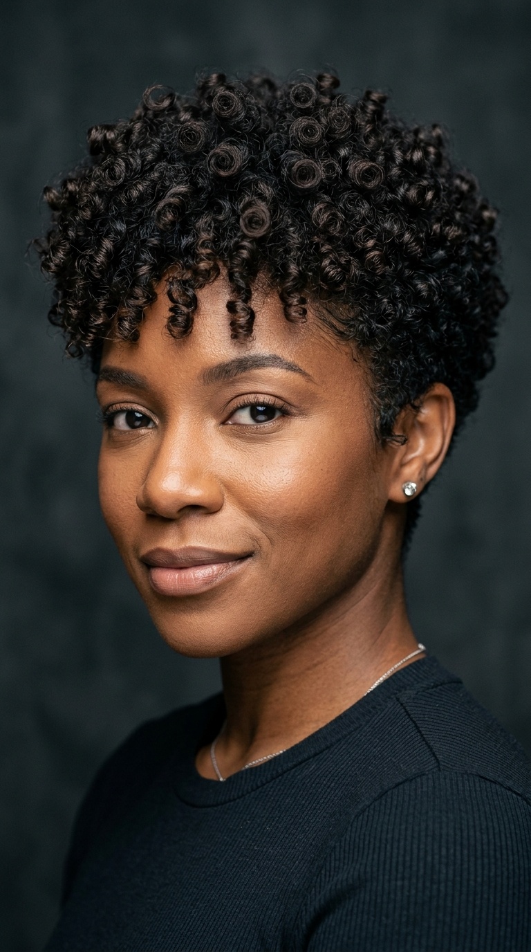 Tapered Pixie for Thick Curls