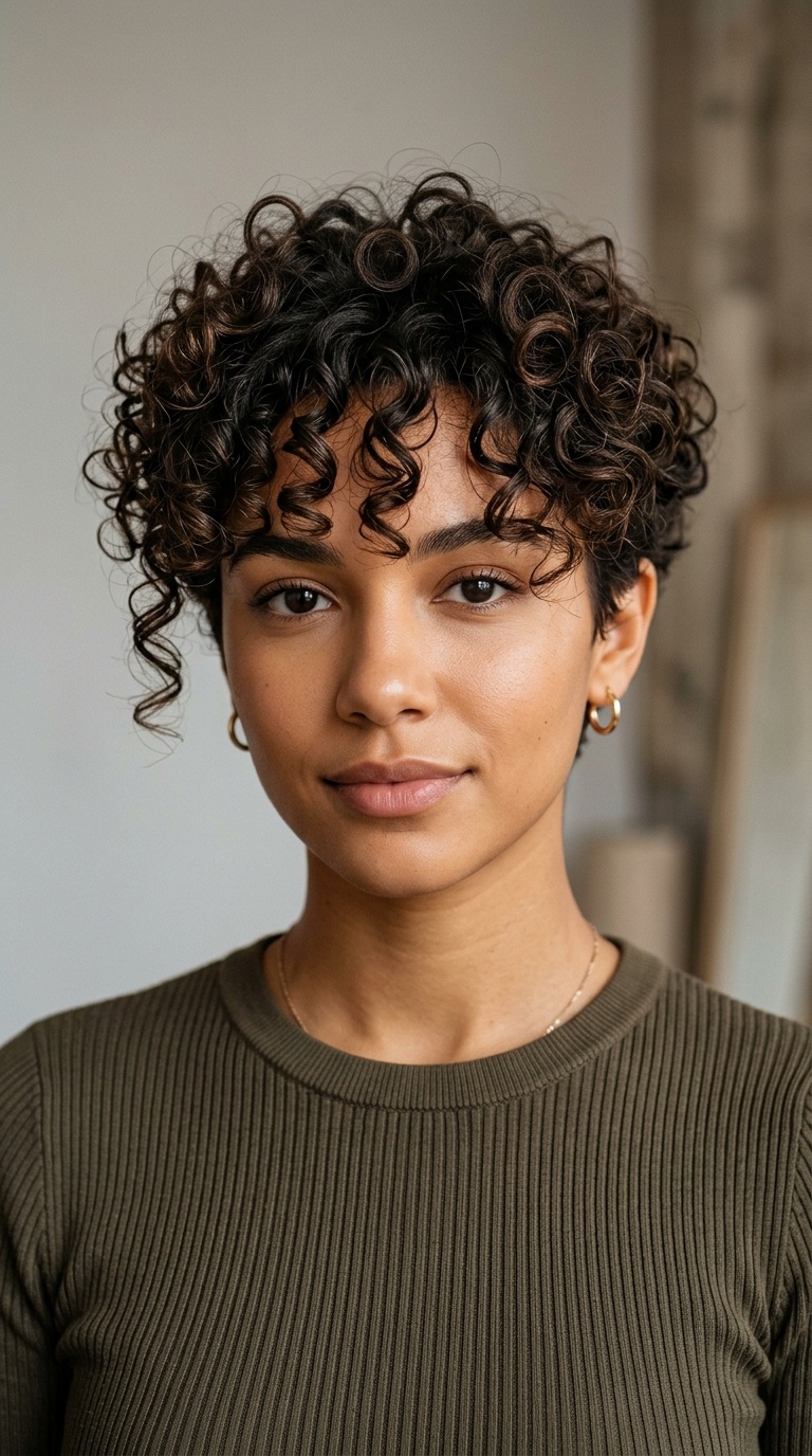 Tapered Pixie with Curly Overhang