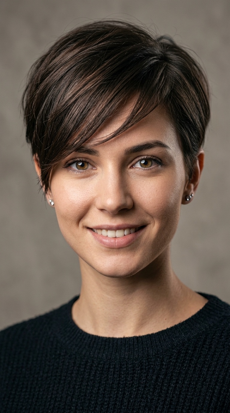 Tapered Pixie with Long Fringe