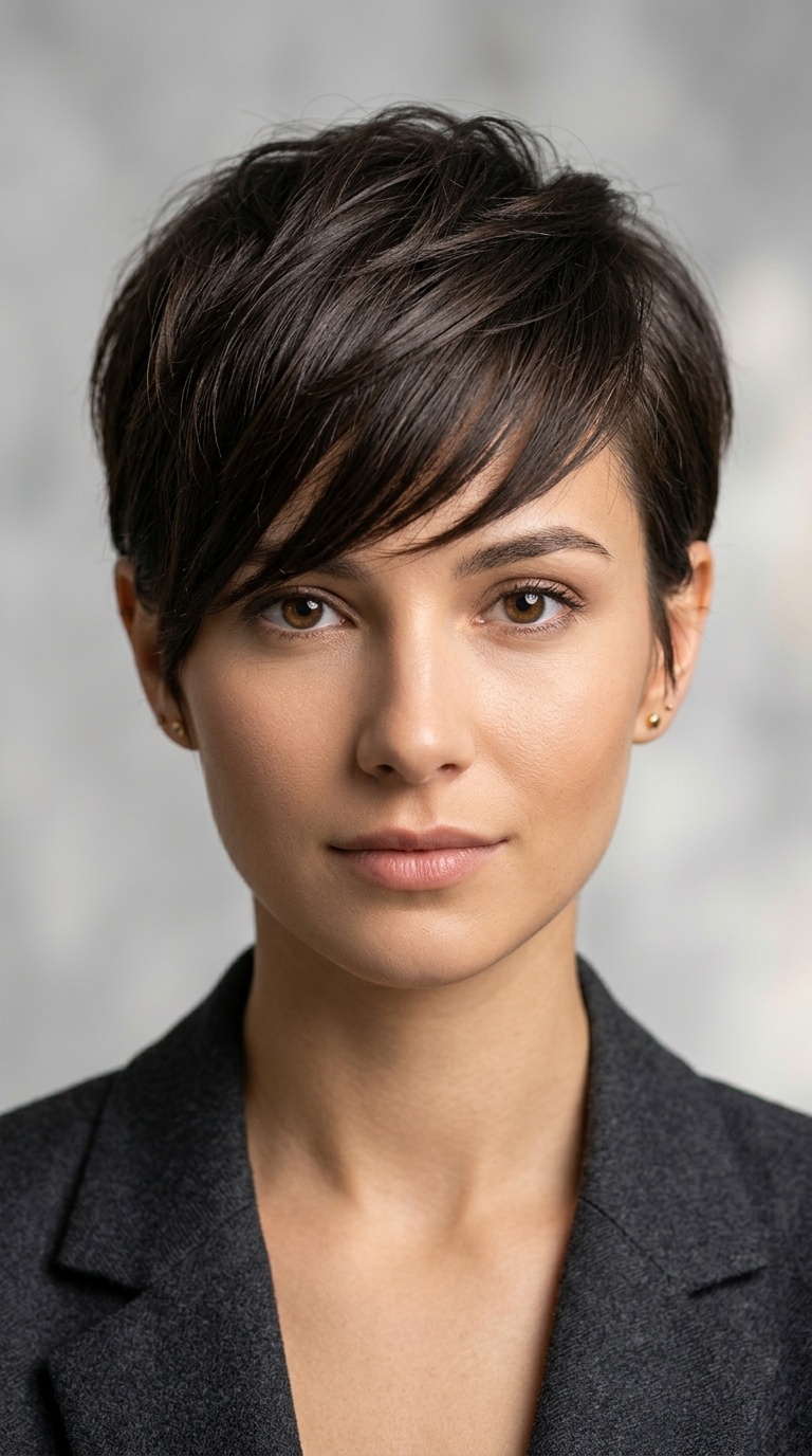 Tapered Pixie with Long Fringe