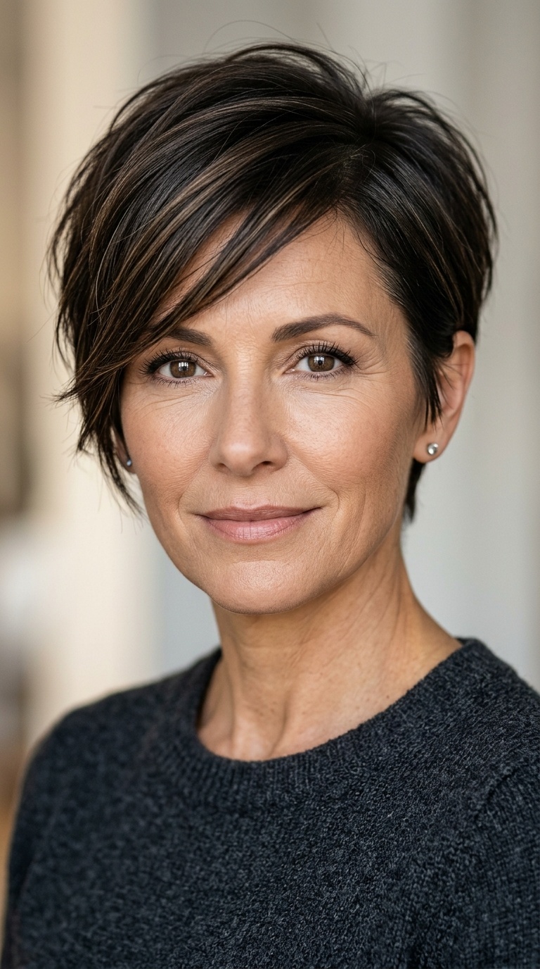 Tapered Pixie with Long Side-Swept Layers