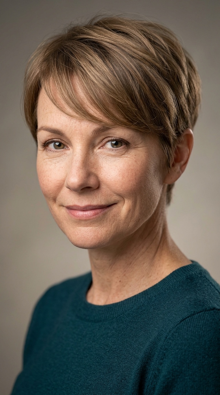Tapered Pixie with Side-Swept Bangs