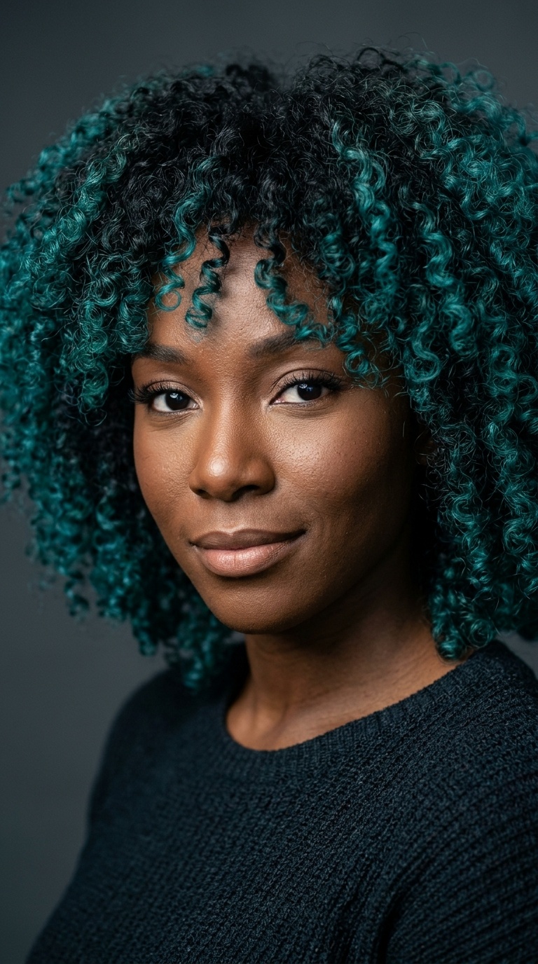 Teal and Black Two-Tone Curls