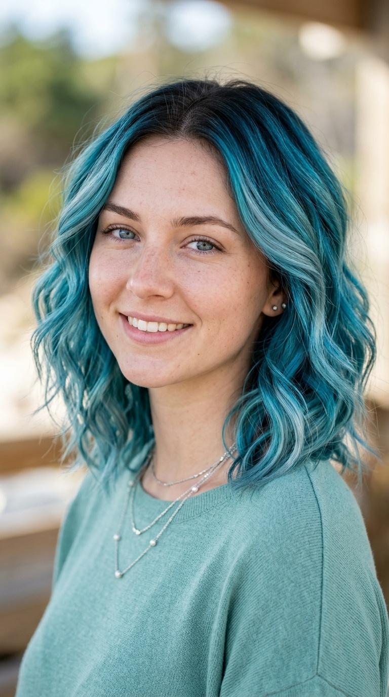 Teal Ombre Lob