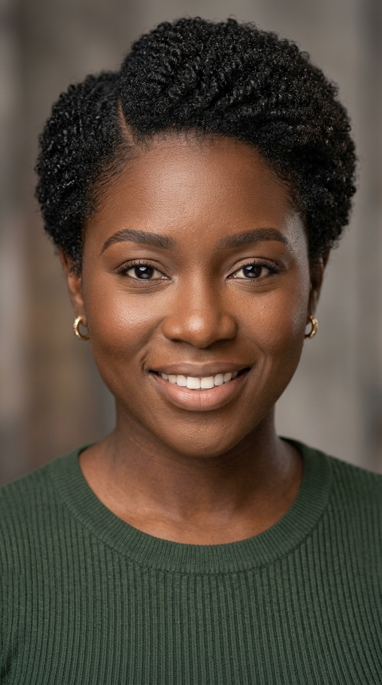 Teeny Weeny Afro (TWA) with a Side Part