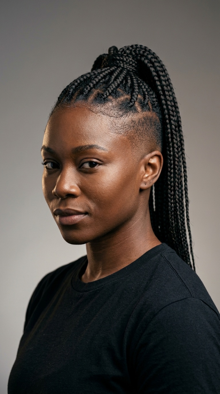 Temp Fade with Braided Ponytail
