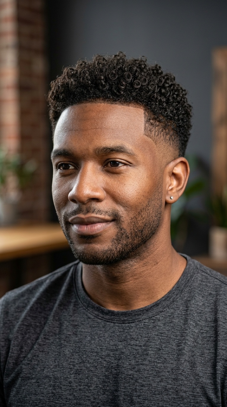 Temple Fade with Curls