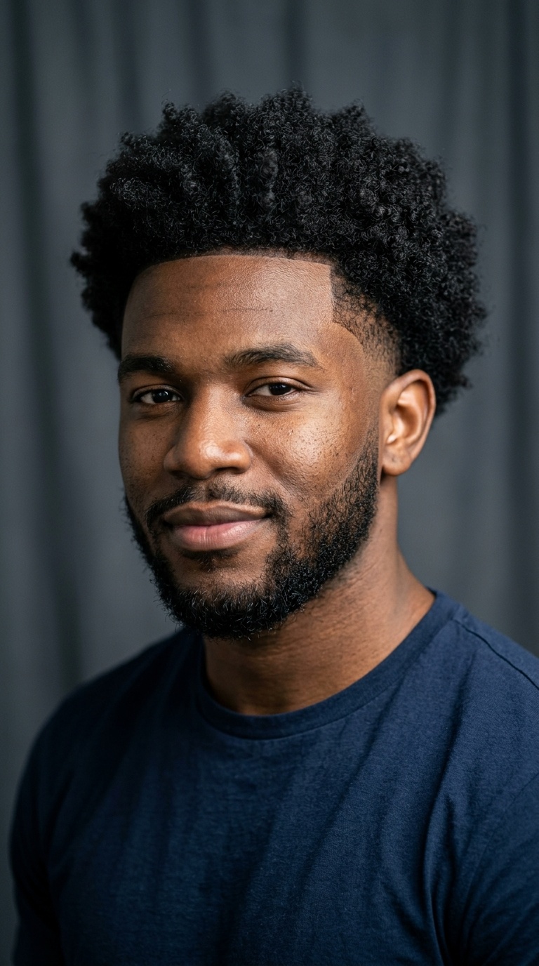 Temple Fade with Natural Fro