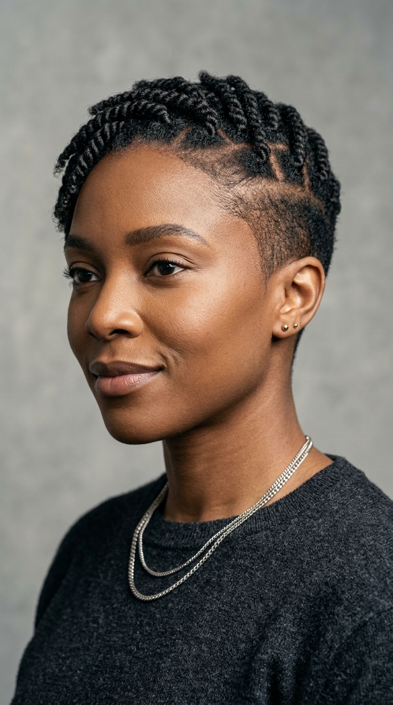 Temple Fade with Short Twists