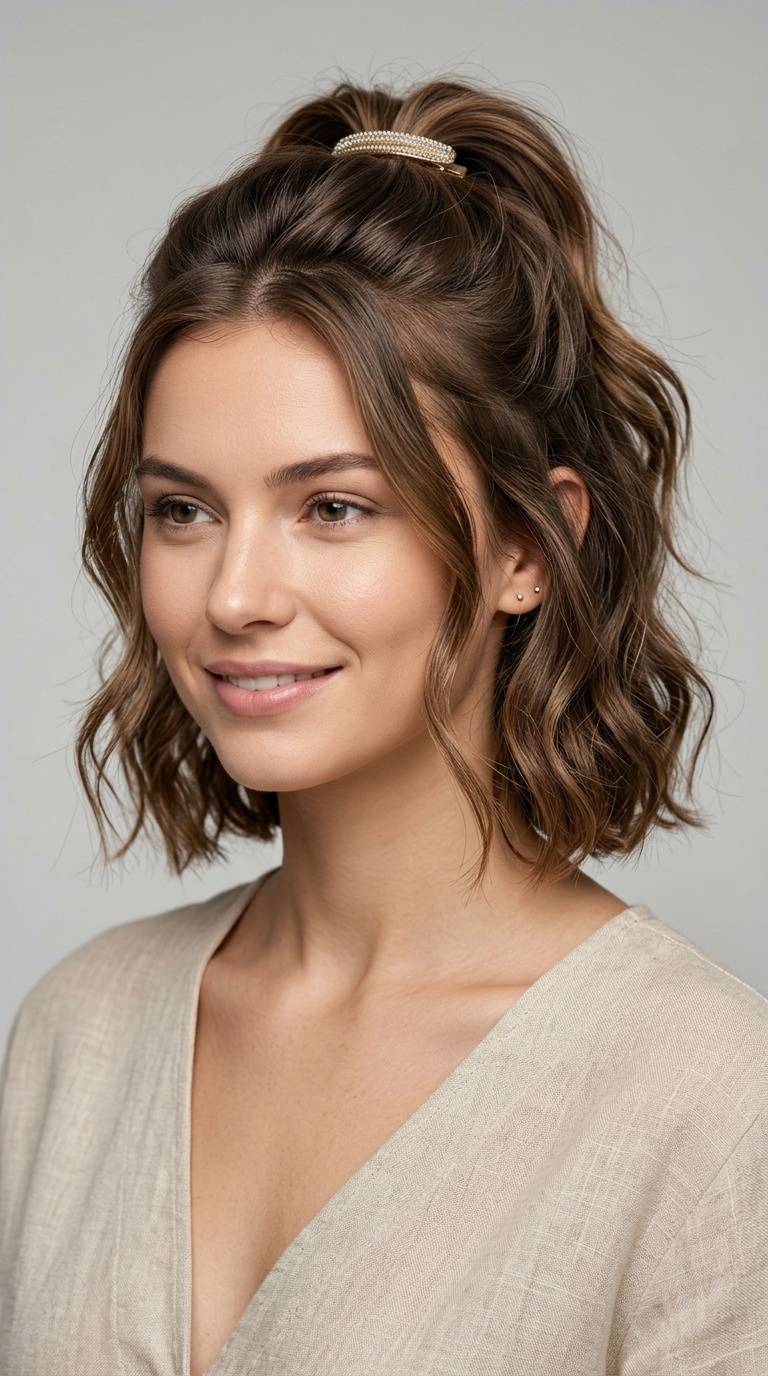 Textured Beach Waves Half-Up