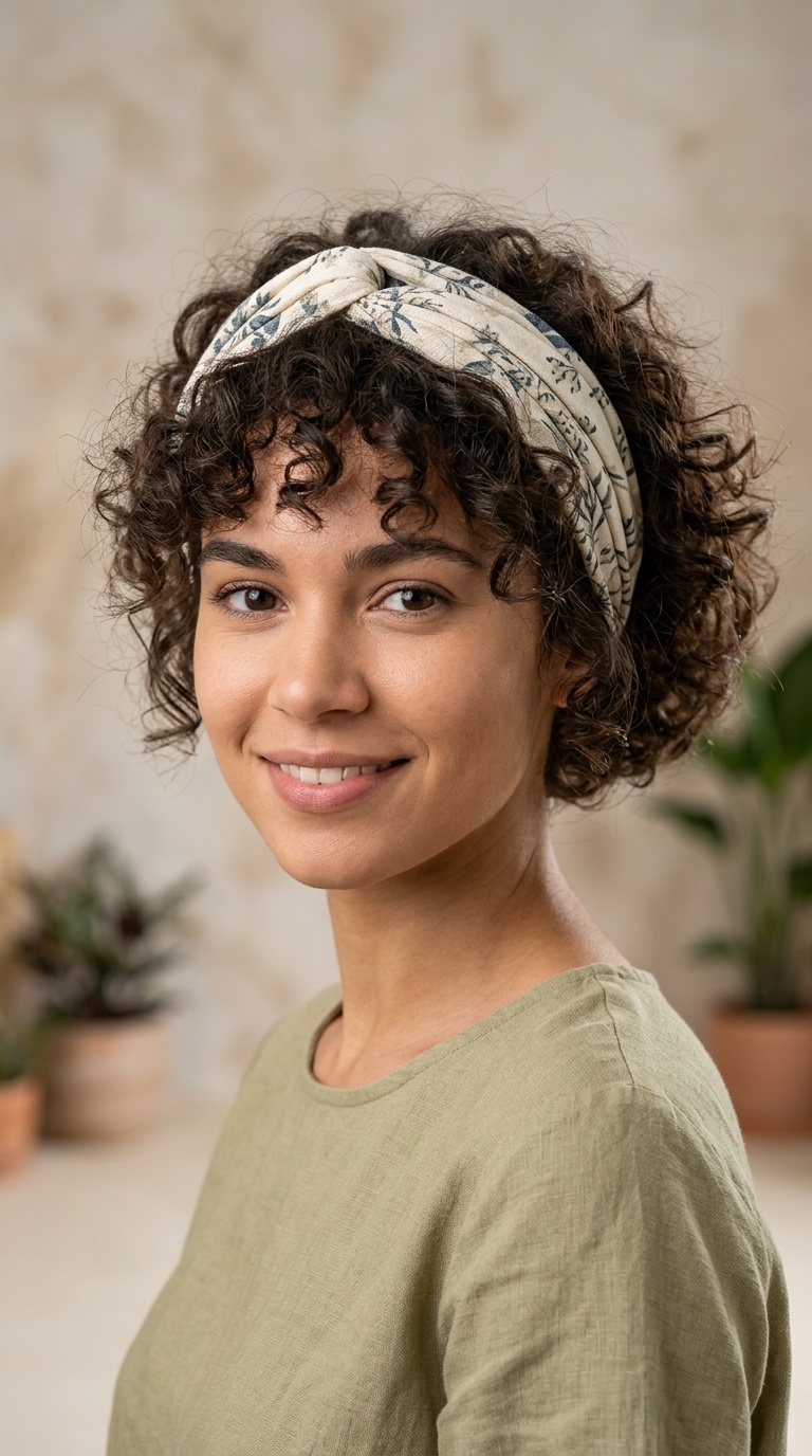 Textured Bob with a Fabric Headband