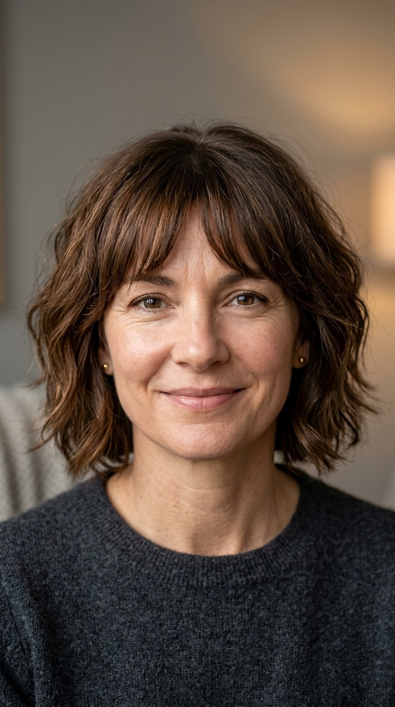 Textured Bob with Bottleneck Bangs