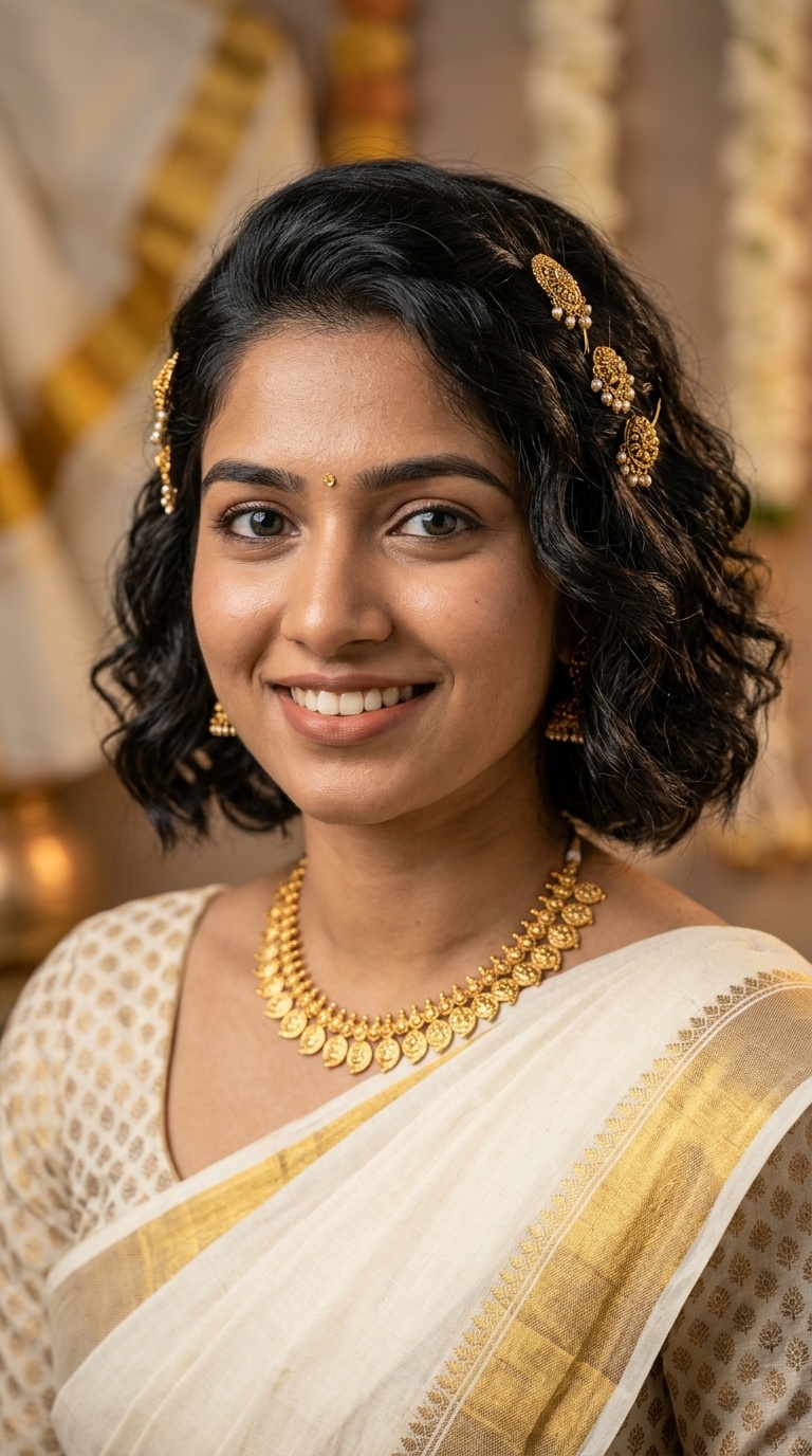 Textured Bob with Gold Pins