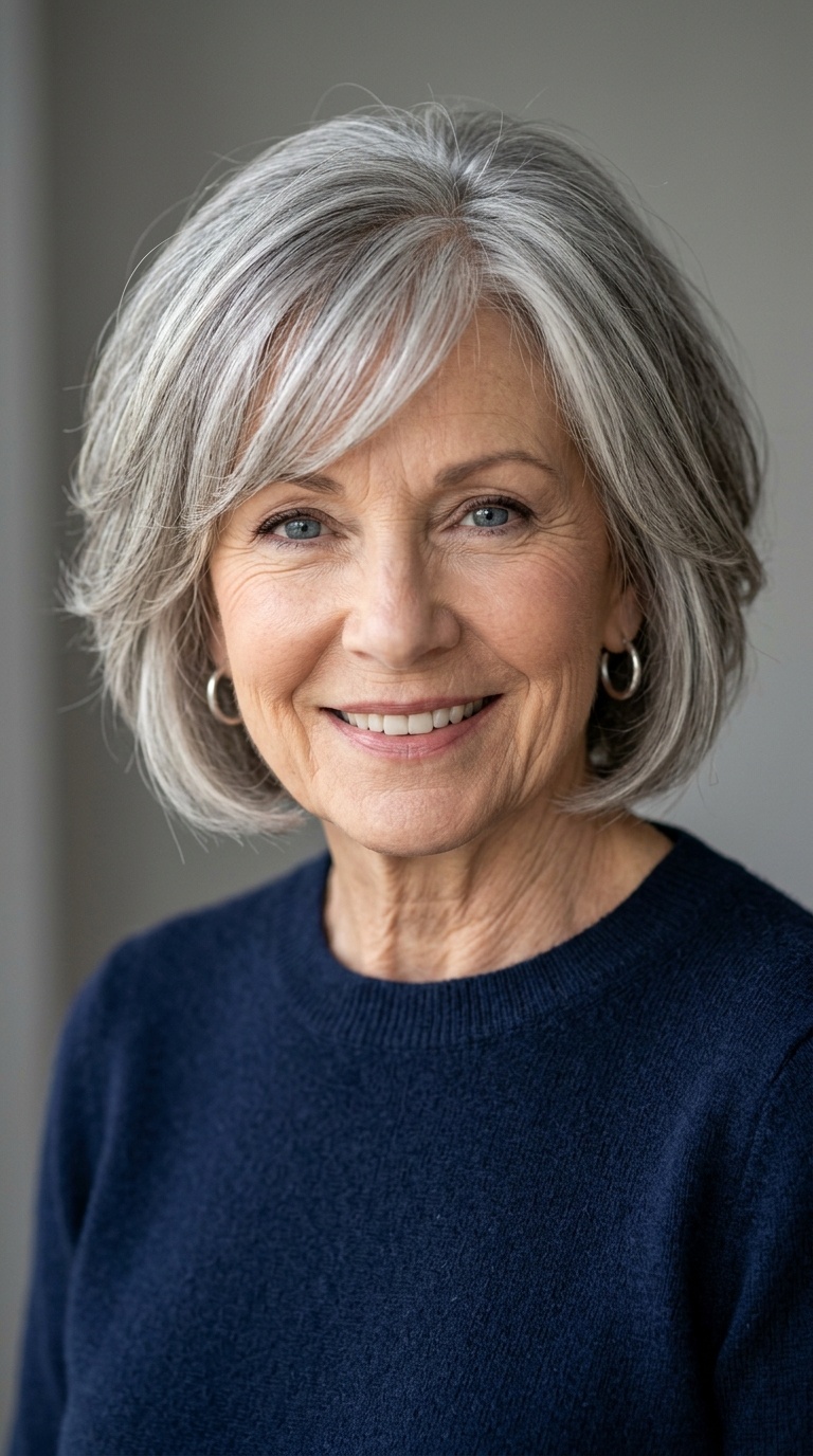 Textured Bob with Side Swept Bangs