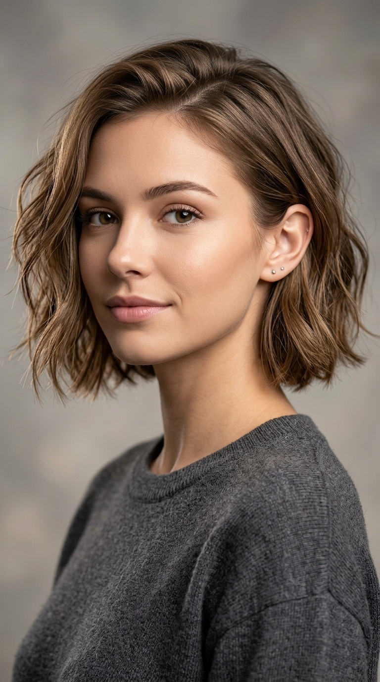Textured Bob with Single-Side Tuck