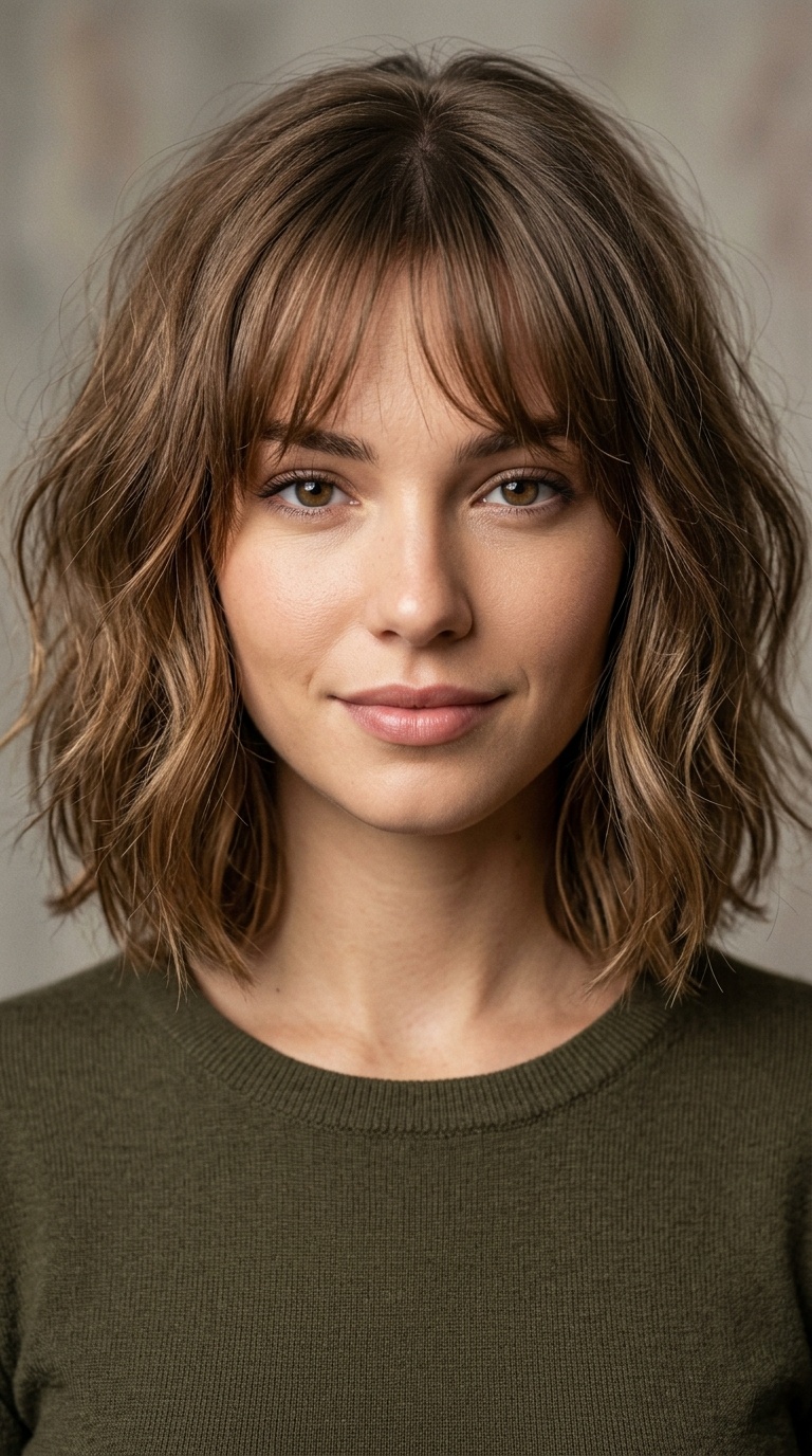 Textured Bob with Wispy Fringe