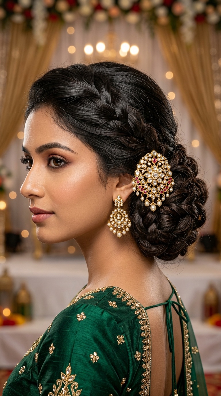 Textured Chignon with a Statement Brooch