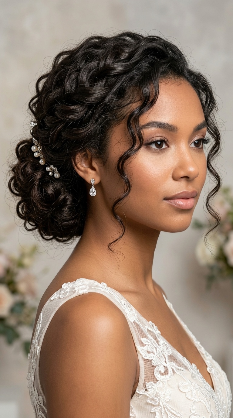 Textured Curly Low Bun