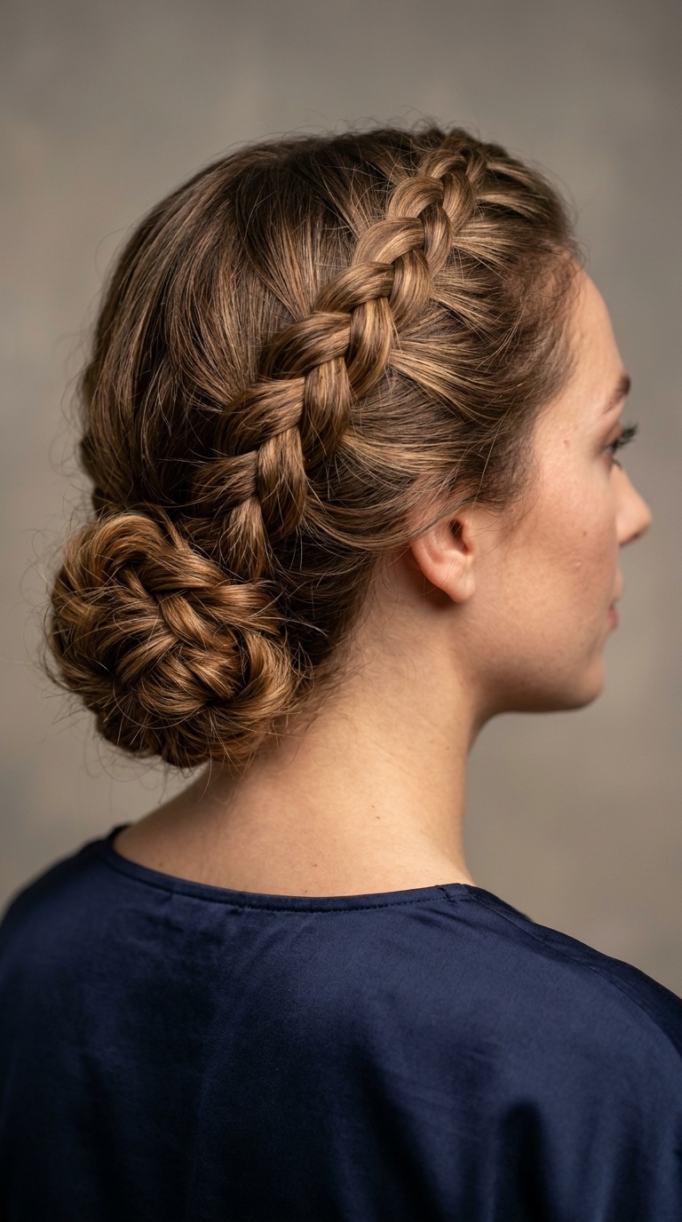 Textured Dutch Braid Low Bun