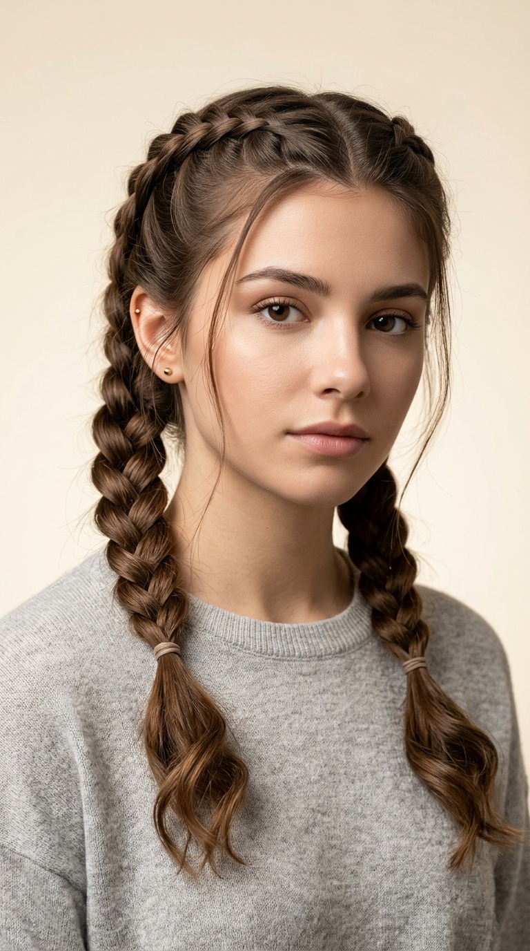 Textured French Braid Pigtails
