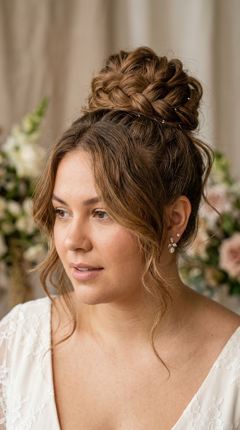 Textured High Bun with Loose Layers