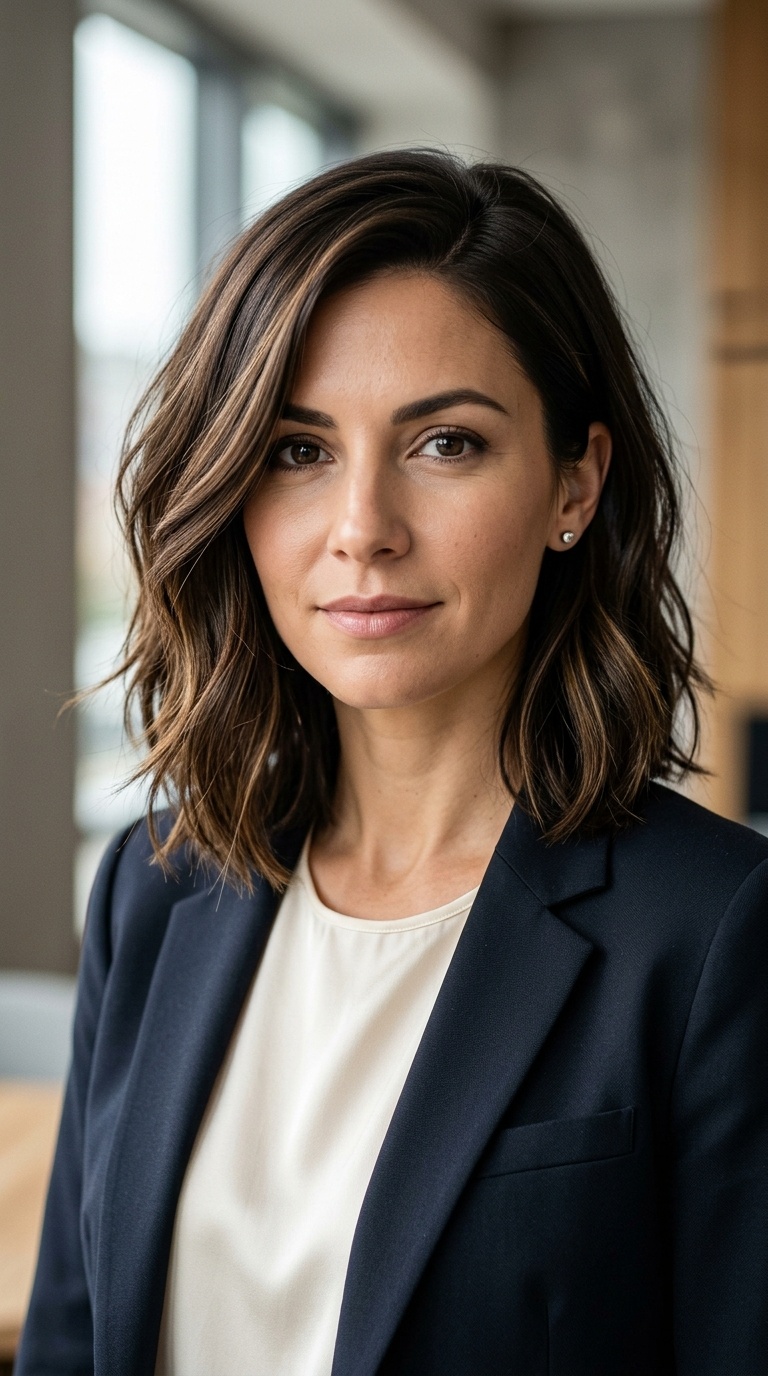Textured Lob with a Side Part