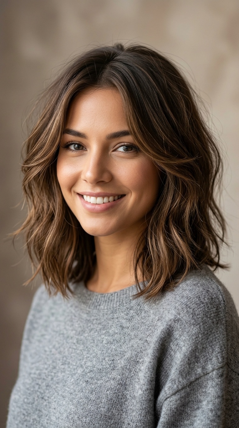 Textured Lob with Face-Framing Layers