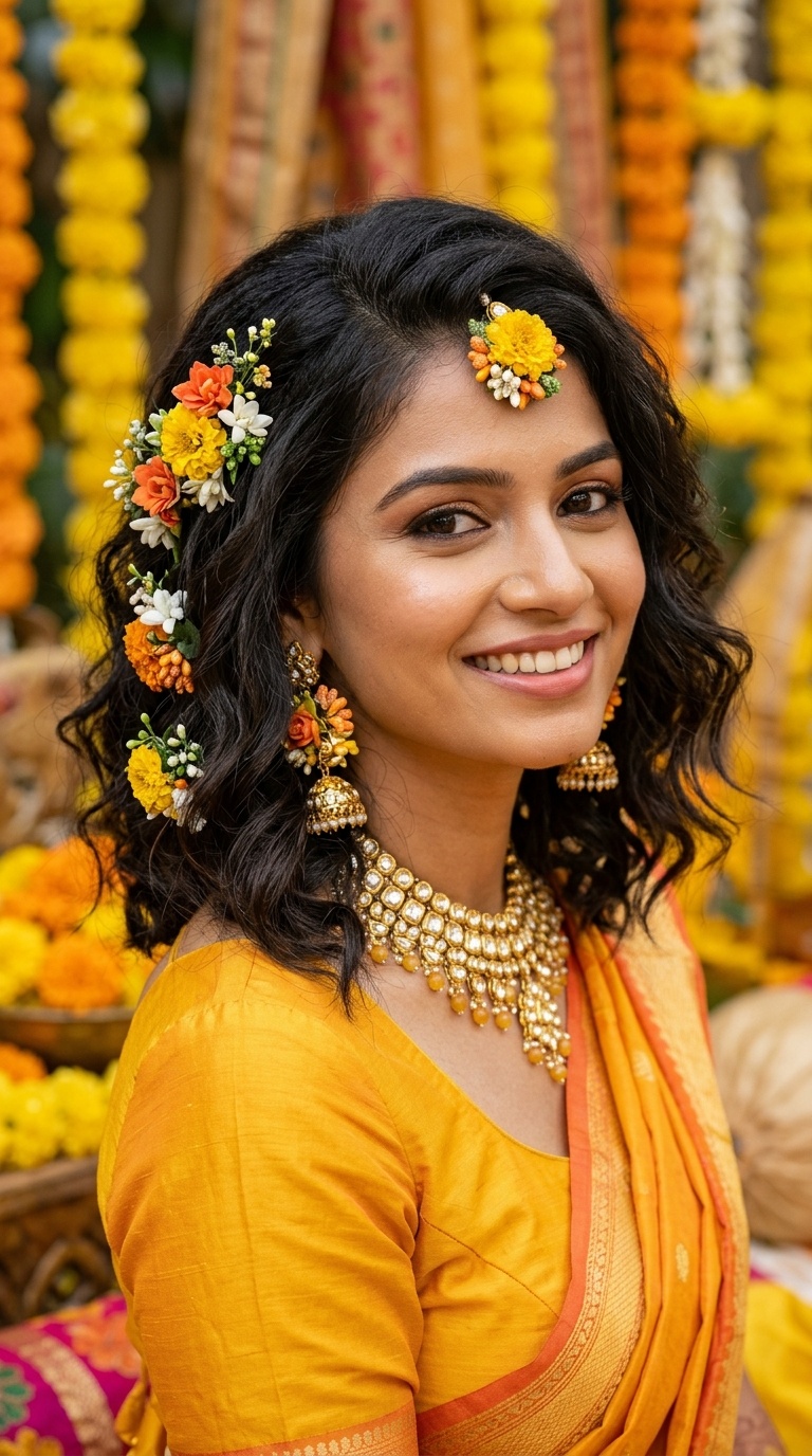 Textured Lob with Floral Clips