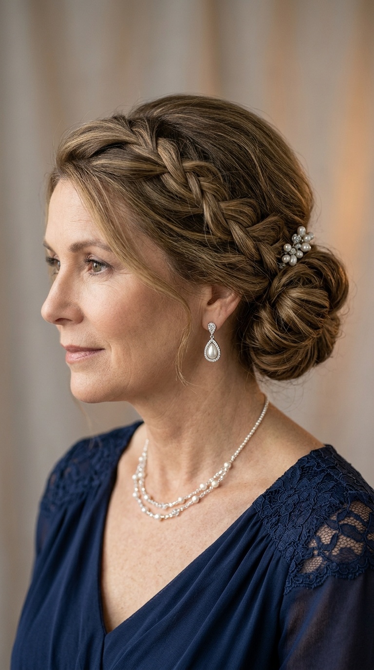 Textured Low Bun with Braided Detail